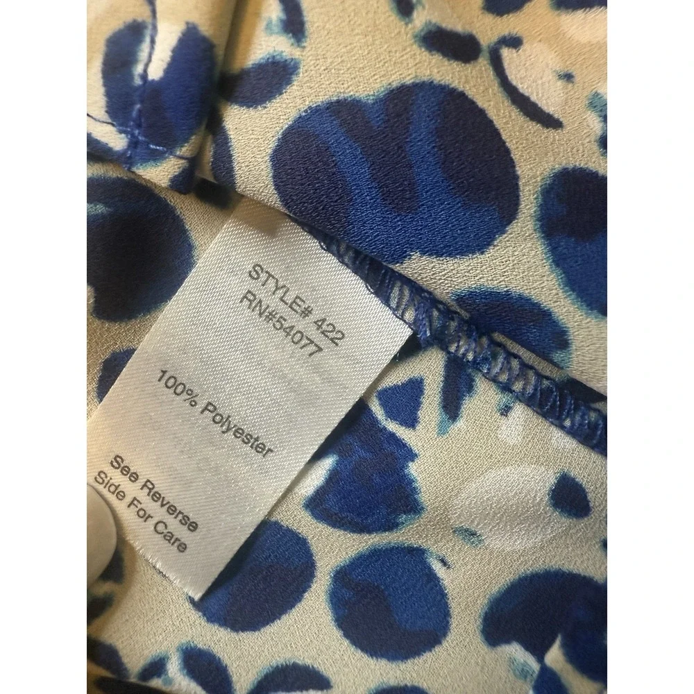 Cabi Royal Blue & White Jewel Button Down Women's Poly Knee Length Shirt Dress S